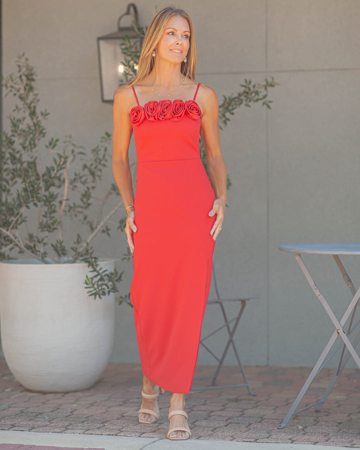 Solana Rosette Convertible Dress-Red