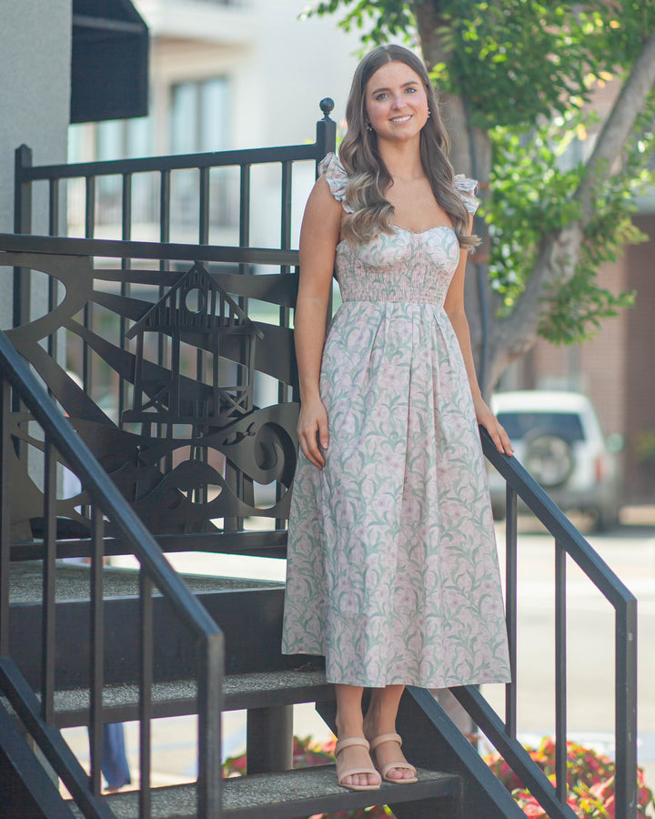 Miranda Corset Midi Dress-Pink