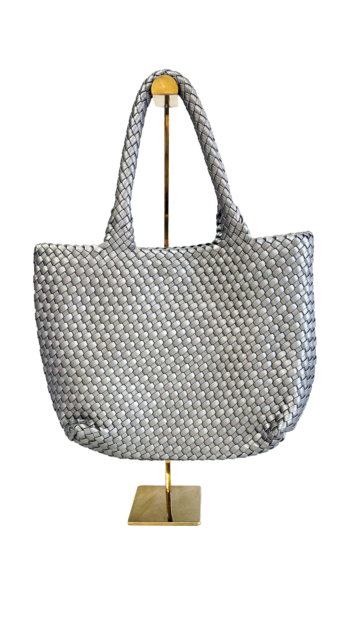 Woven Tote Bag-Pewter