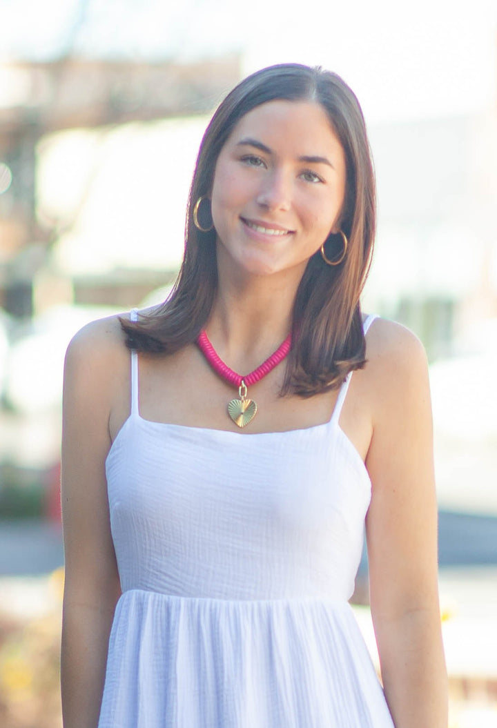 Bracha Grand Love Beaded Necklace-Pink