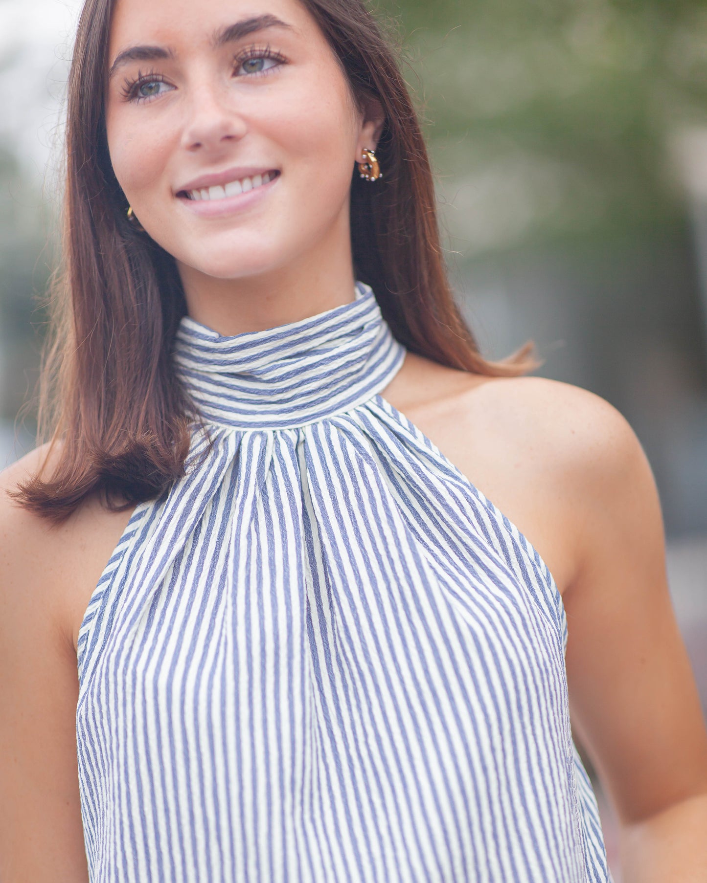 Somerset Bubble Top-Blue Stripe