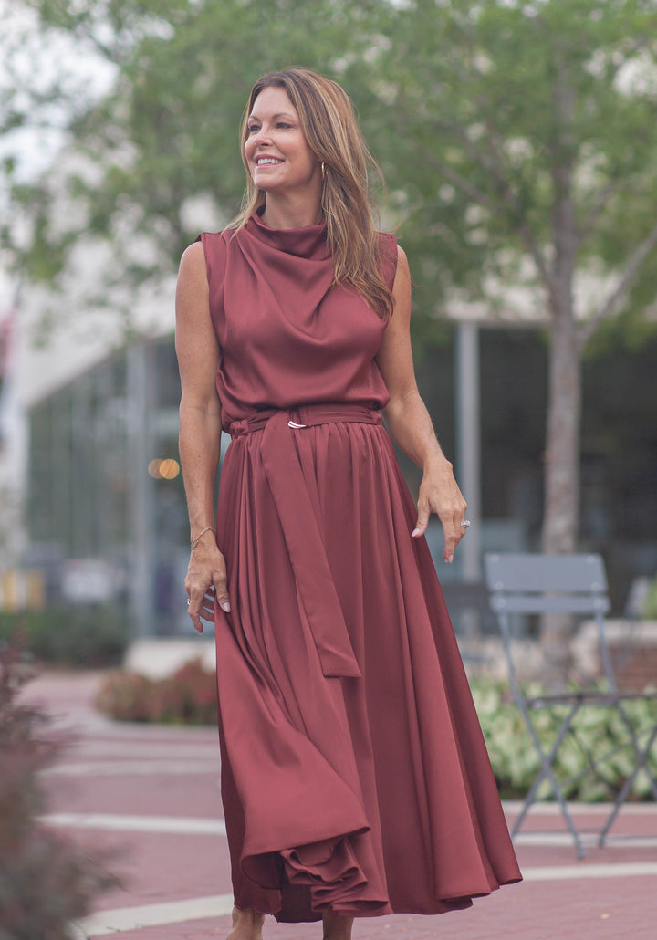 Beckette Micro Plisse Top-Sienna