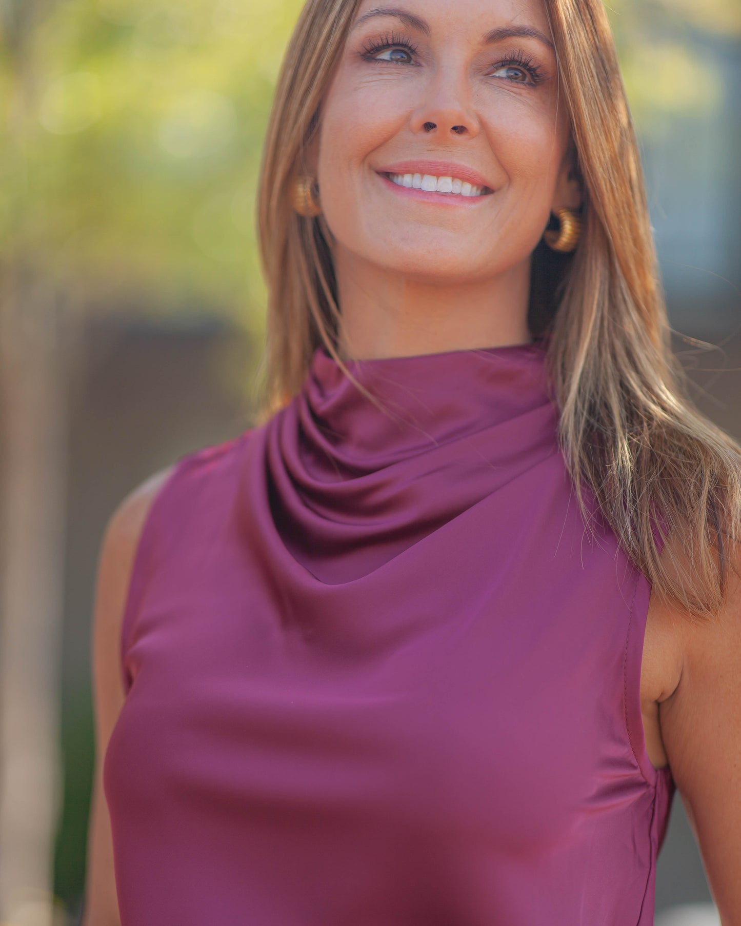 Claude Cowl Neck Top-Crimson