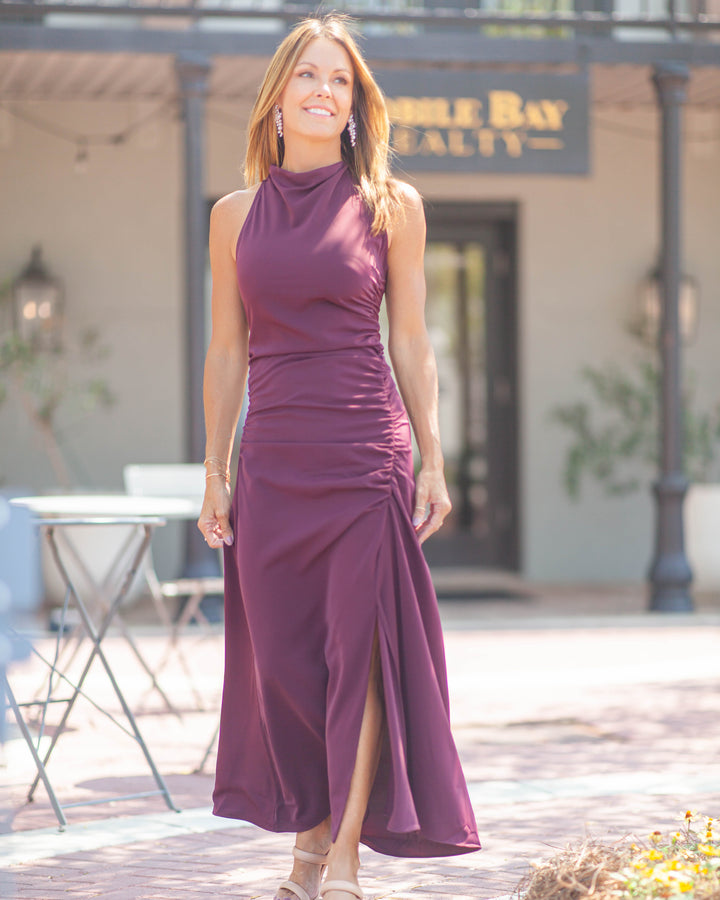 Elle Halter Dress-Crimson