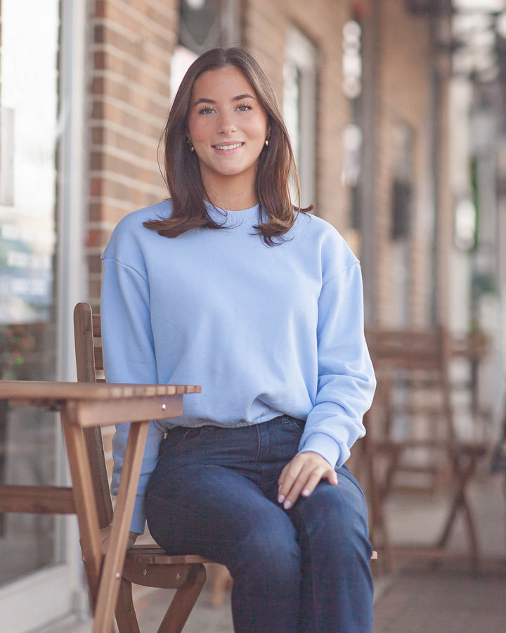 Cozy Bubble Hem Sweatshirt-Sea