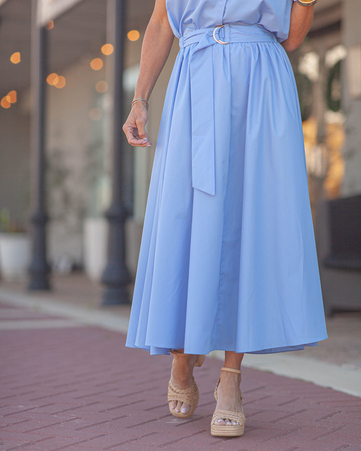 Camryn Poplin Skirt-Azure