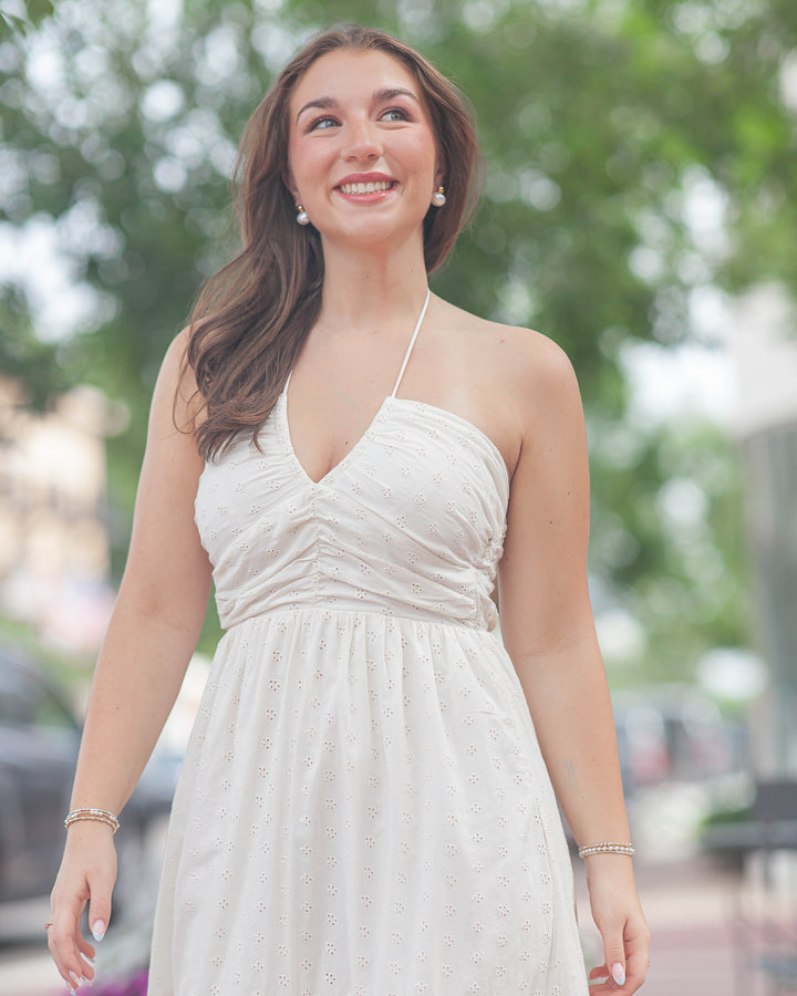 Aeries Halter Dres-Ivory Eyelet