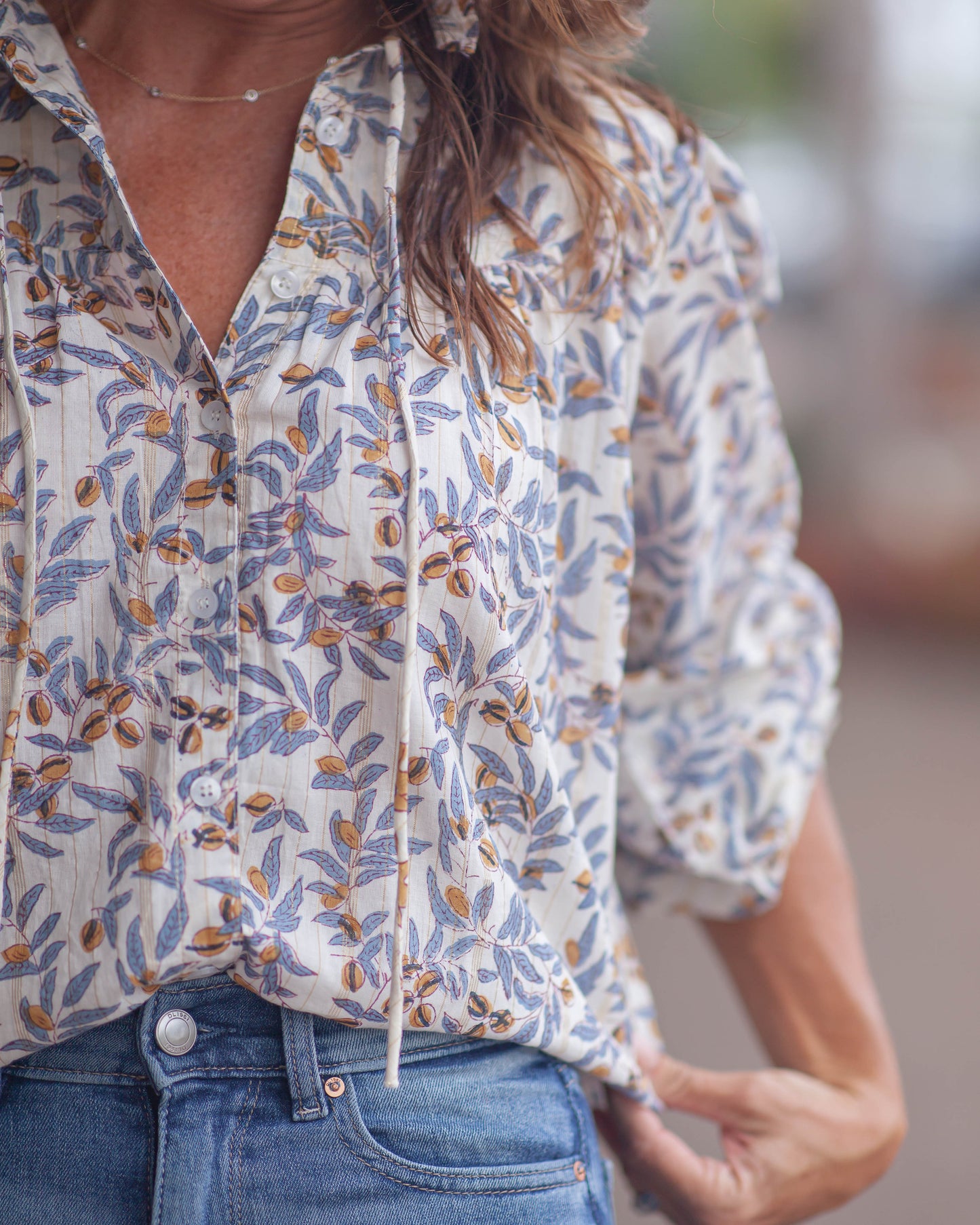 Olive Blouse-Gilded Branch