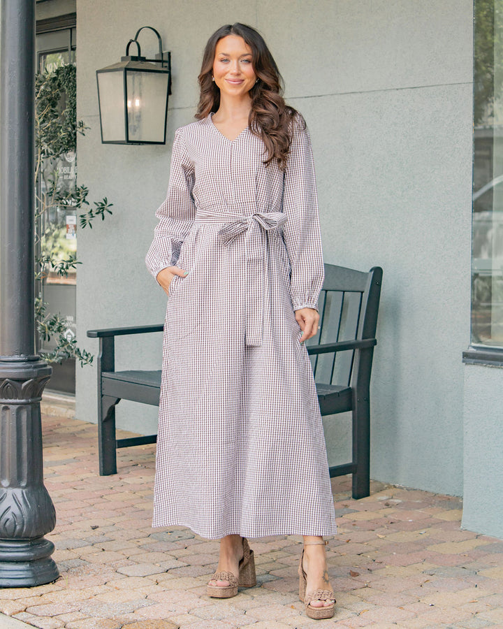 Zoie Maxi Dress-Sandstone Gingham