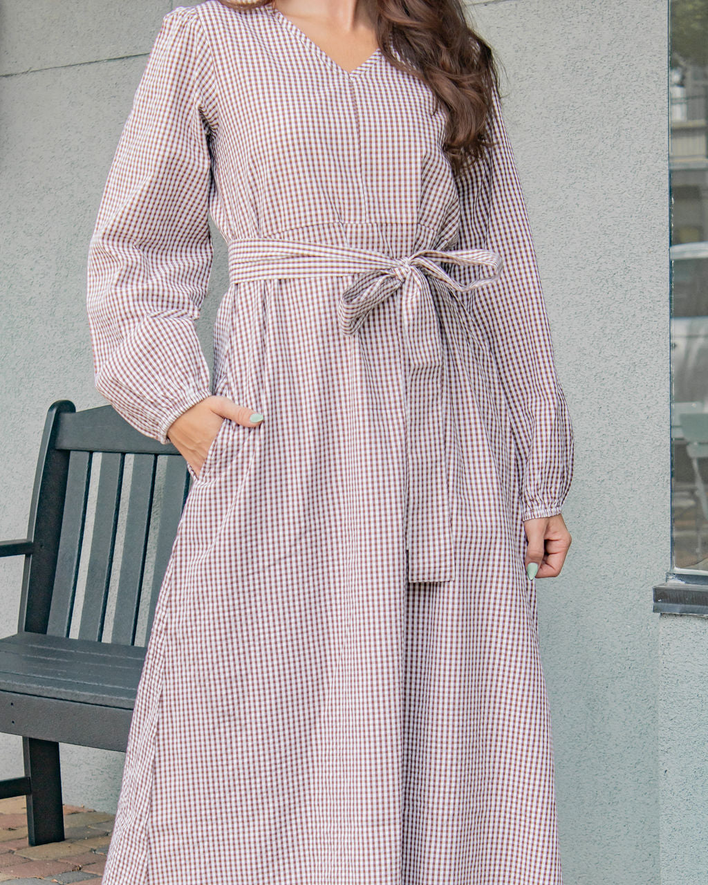 Zoie Maxi Dress-Sandstone Gingham