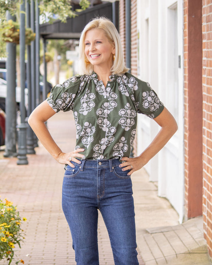 Reagan Blouse-Evergreen