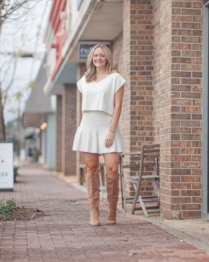 Ava Flared Mini Skirt-Ivoy