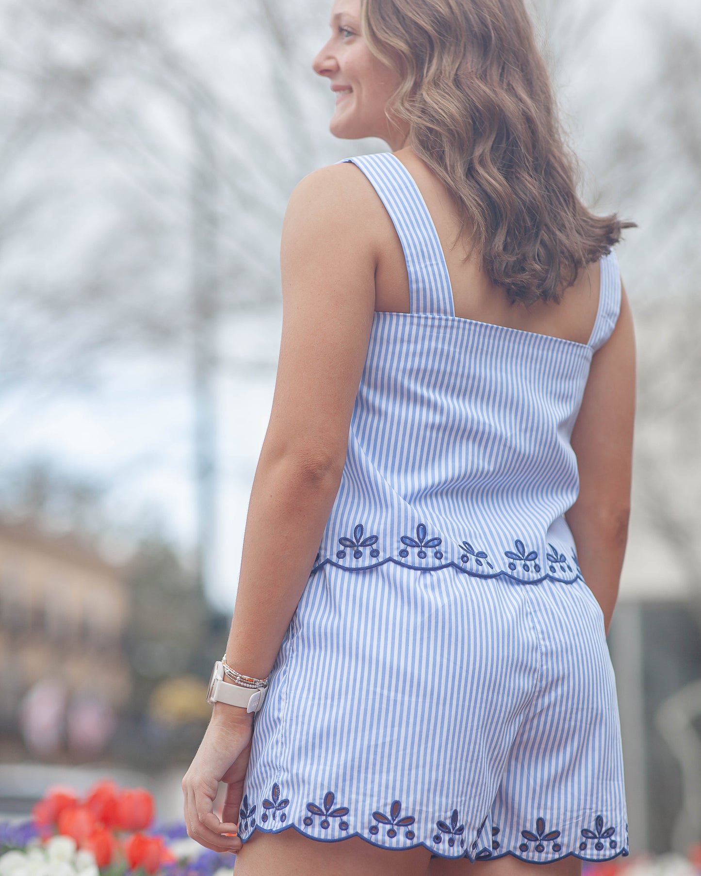 Ella Scallop Top-Blue