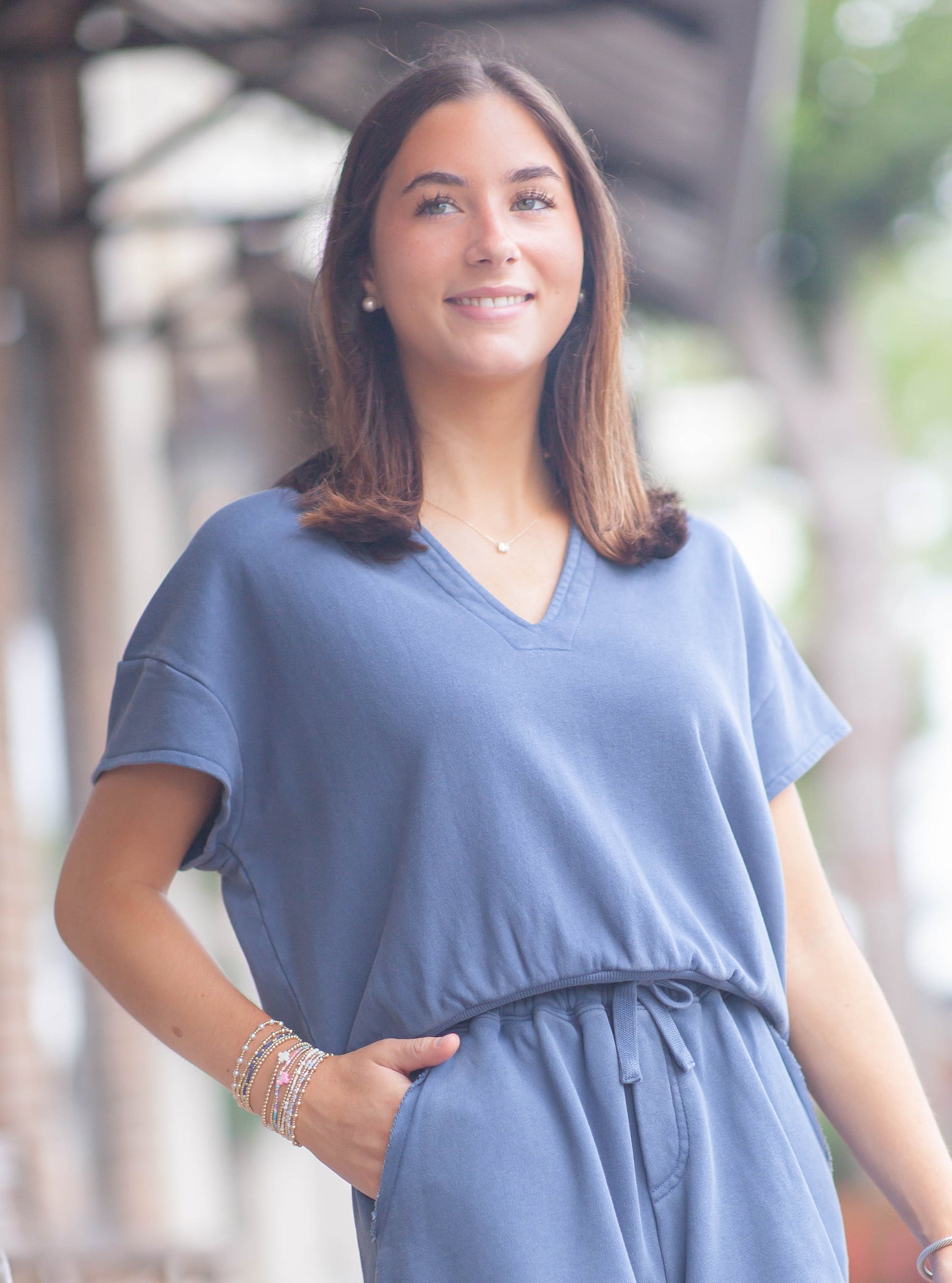 Baylee Cap Sleeve Top-Blue