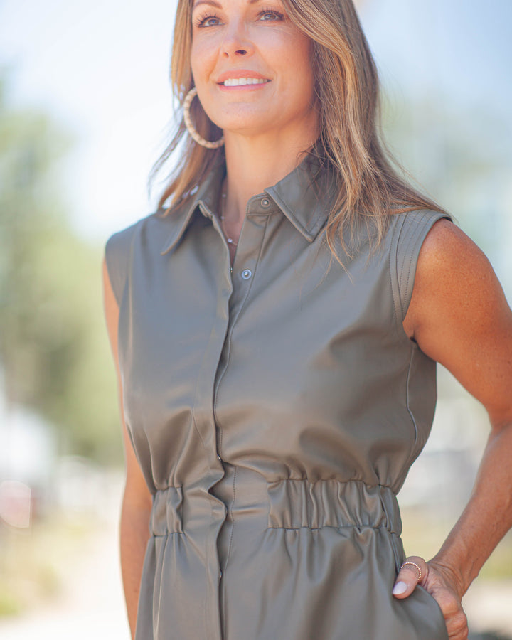 Ellie Sleeveless Mini Dress-Pine