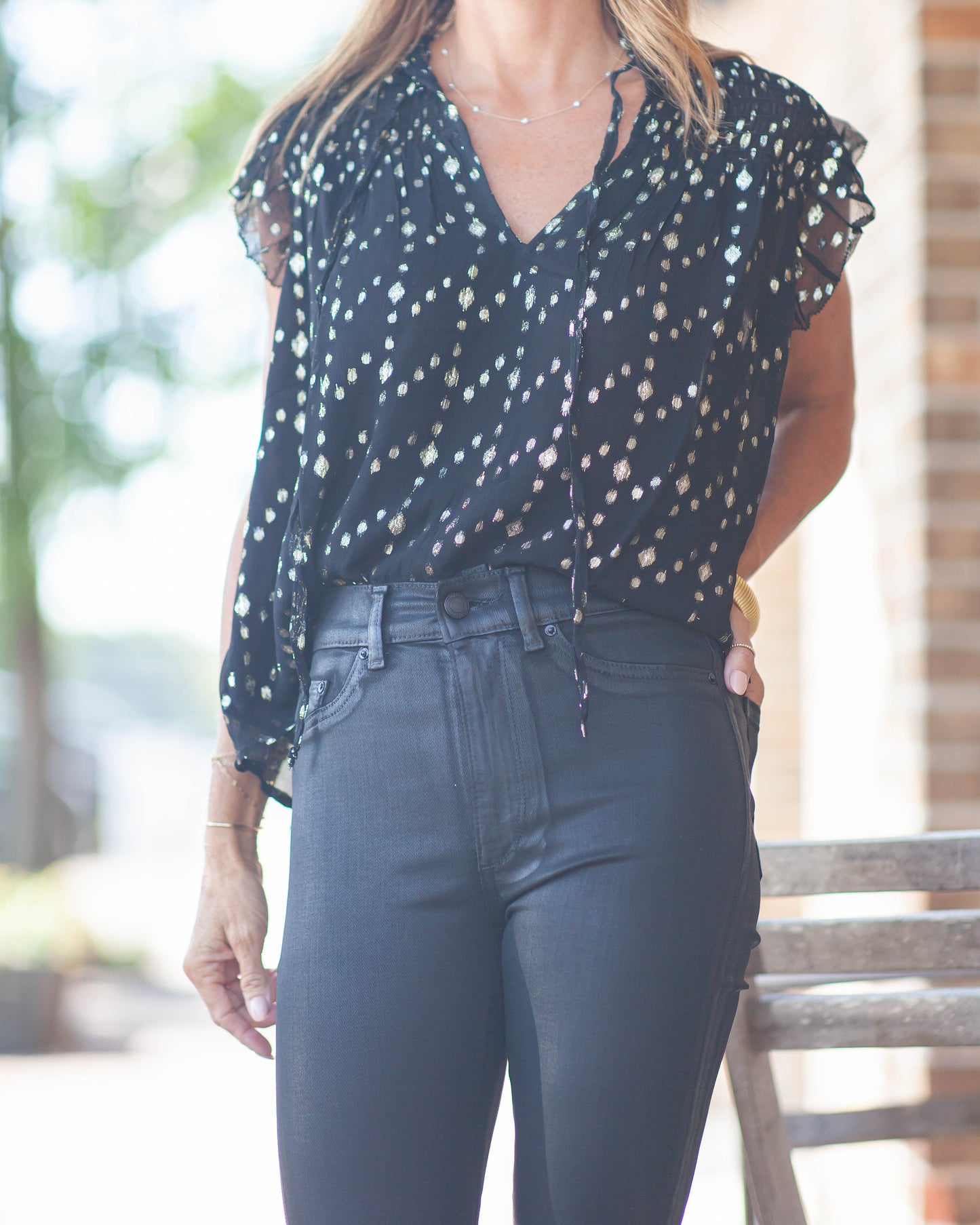 Amelia Printed Top-Black