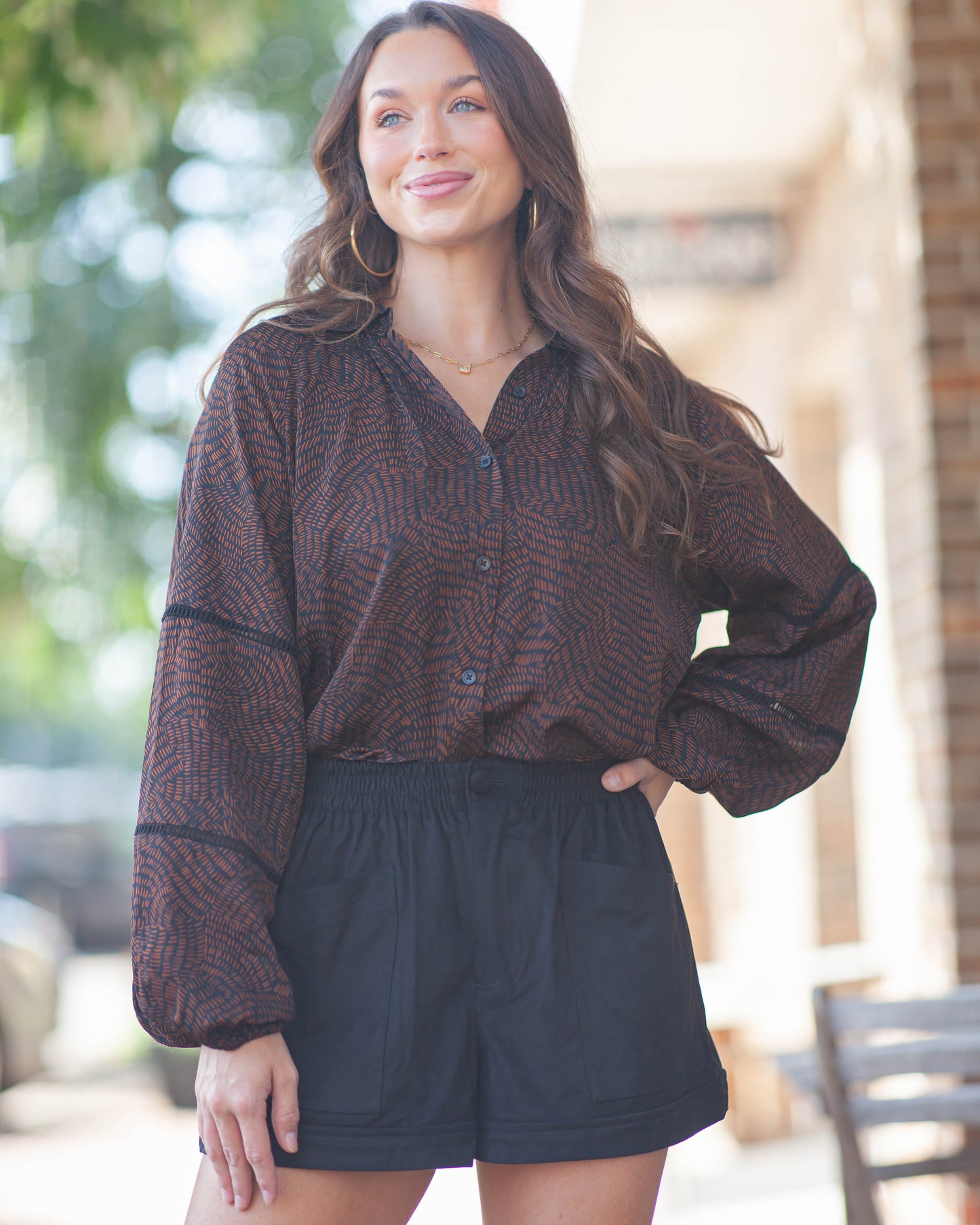 Shelly Elastic Waist Shorts-Chocolate