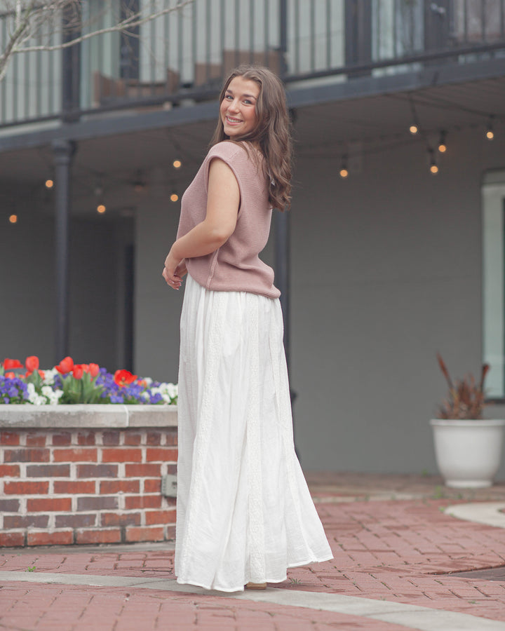 Abby Maxi Skirt-White