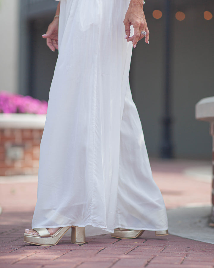 Jo Wide Leg Pants-White
