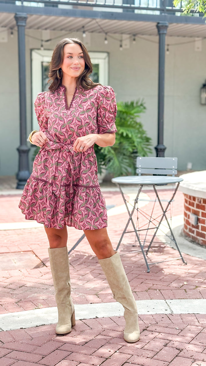 Briella Belted Mini Dress-Wine