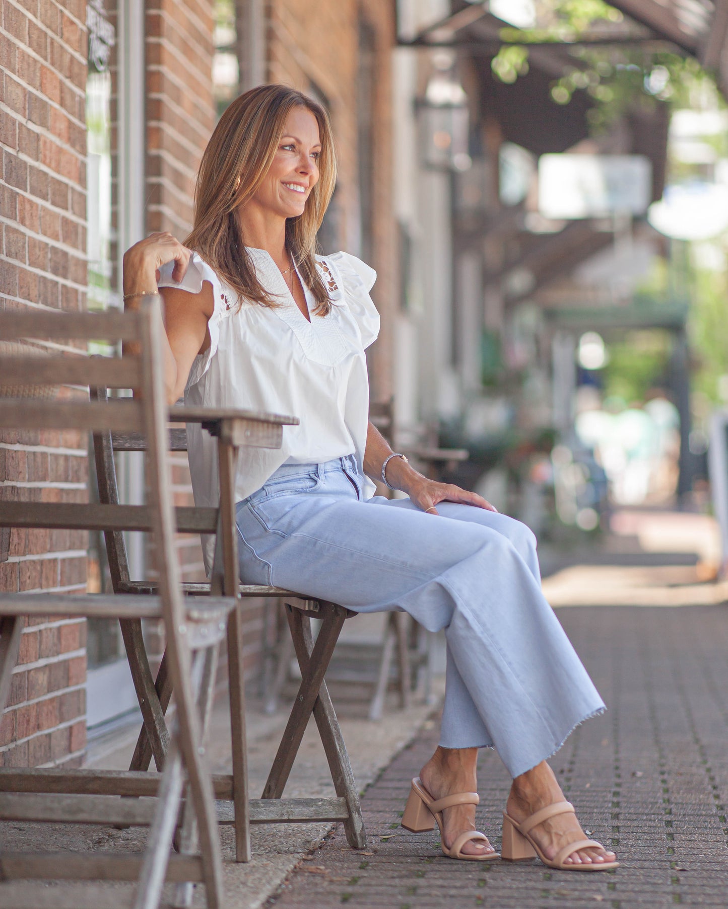 Charlotte Flutter Sleeve Blouse-White