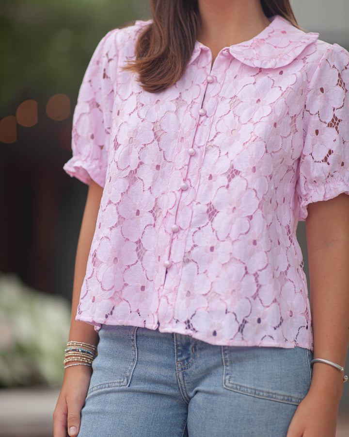 Kendall Floral Top-Pink