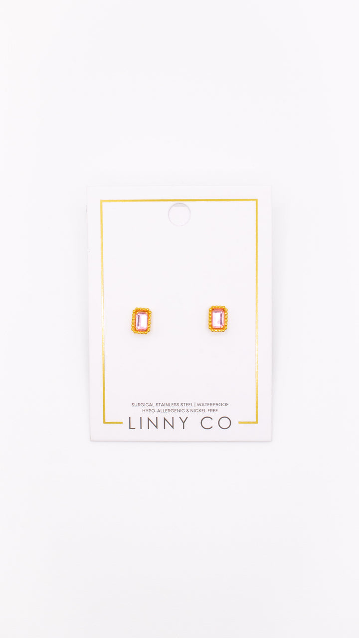 Madison Stud Earrings-Pink