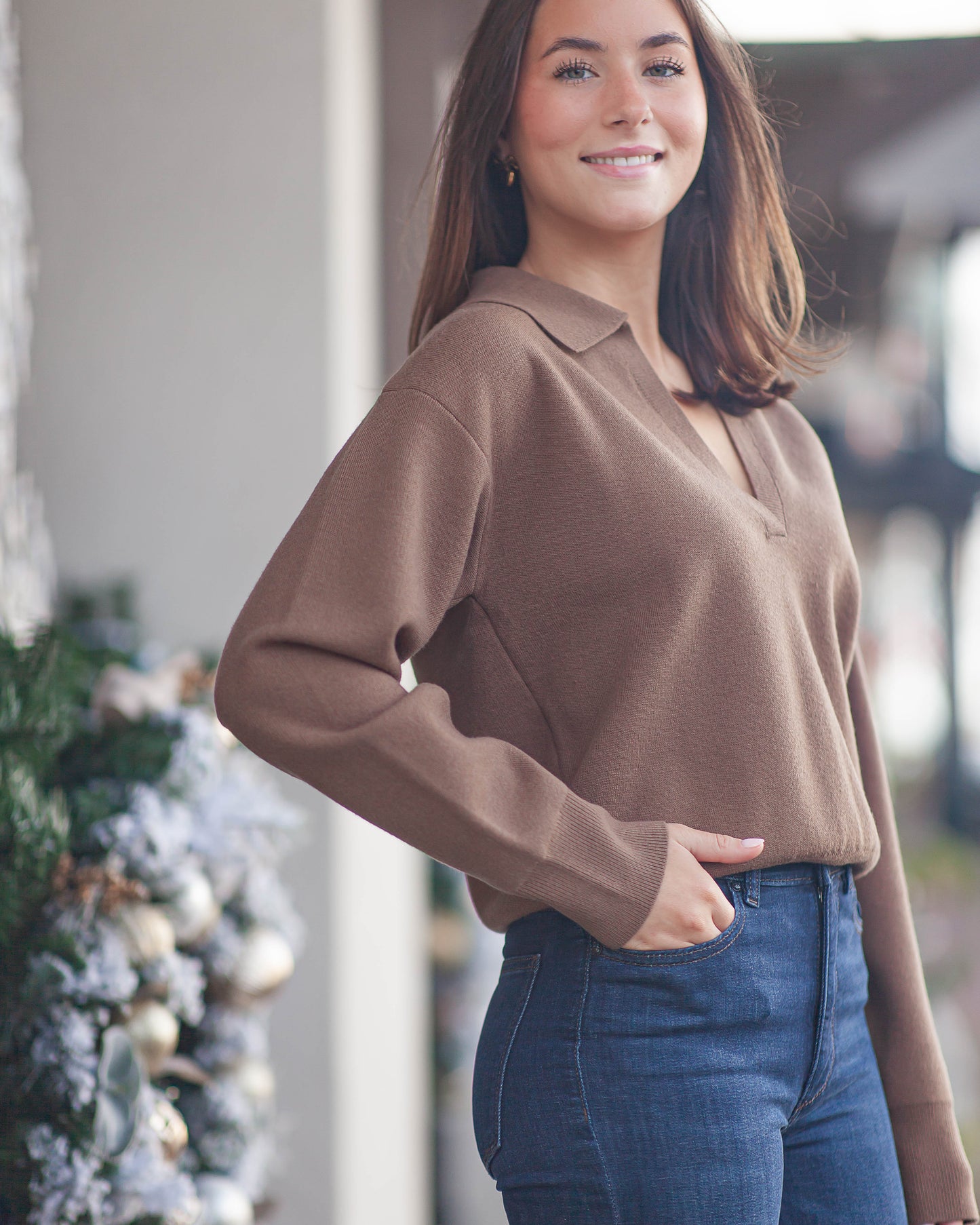 Julie Polo Sweater-Brown