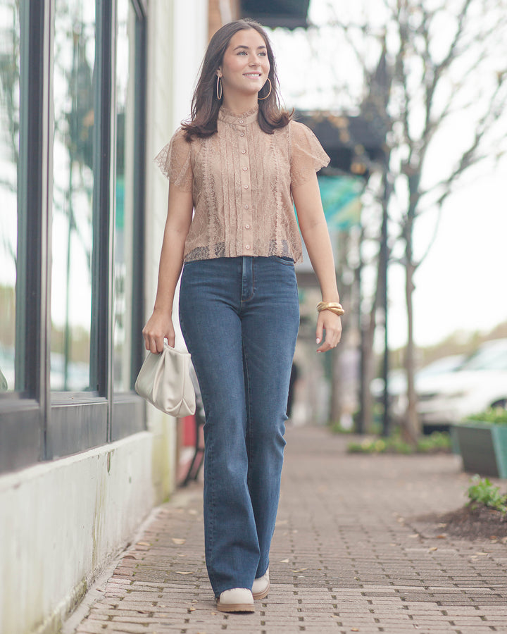 Dutchess Lace Top-Taupe