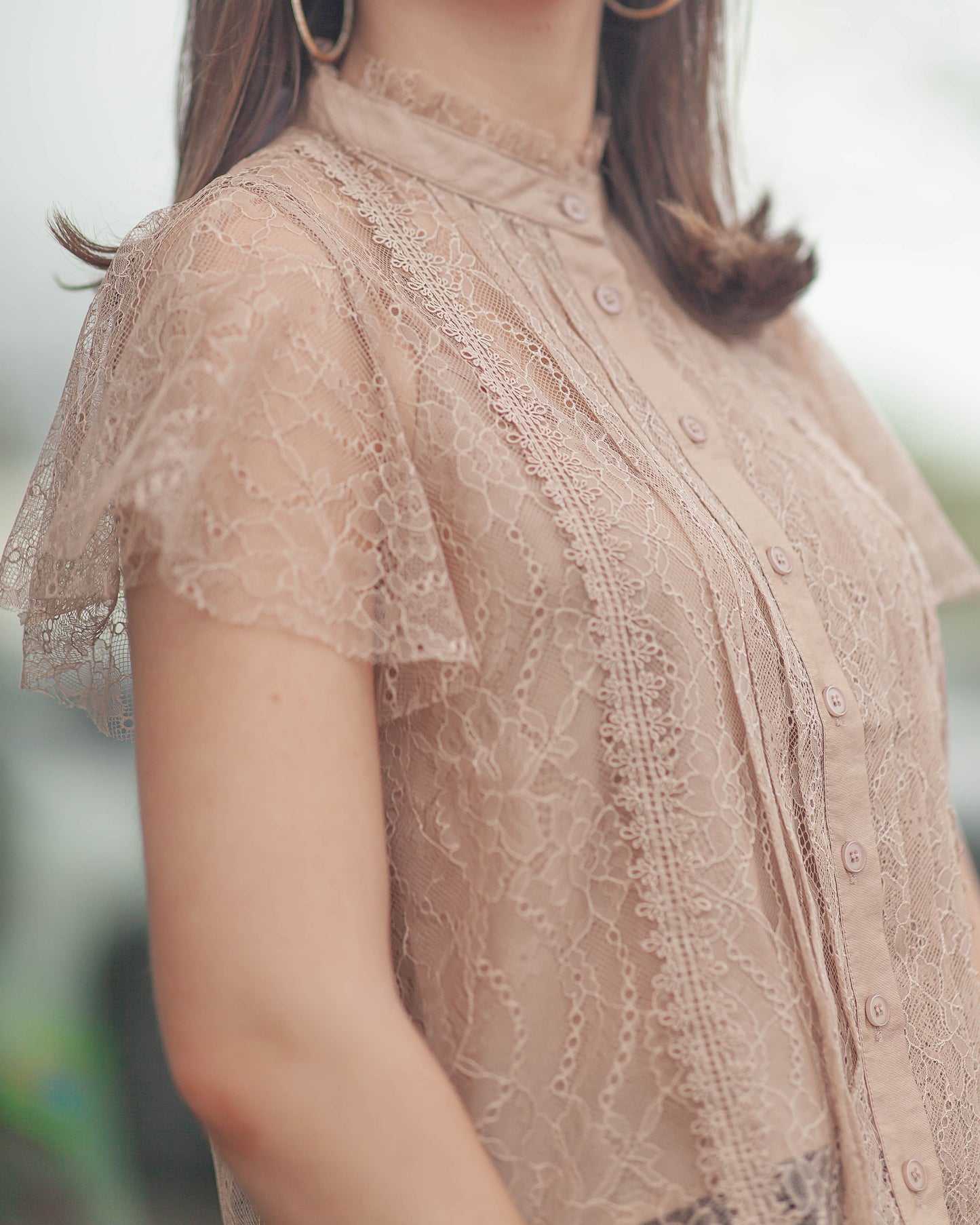 Dutchess Lace Top-Taupe