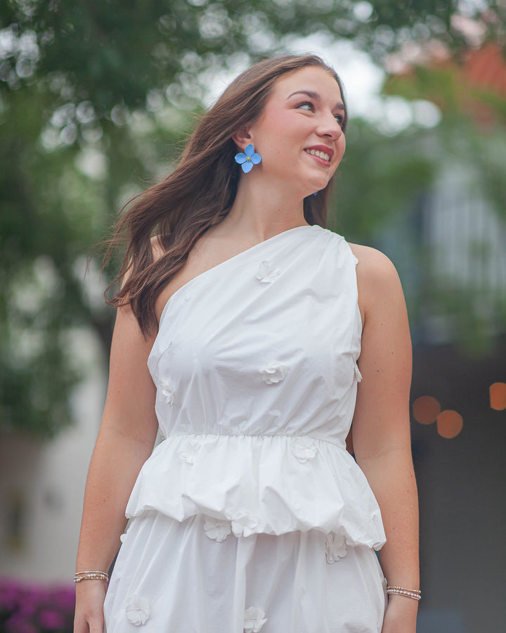 Jill One Shoulder Top-White