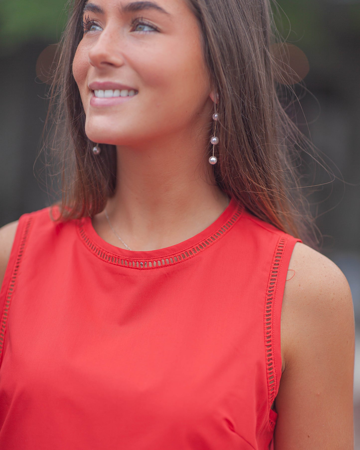 Kayla Eyelet Top-Red