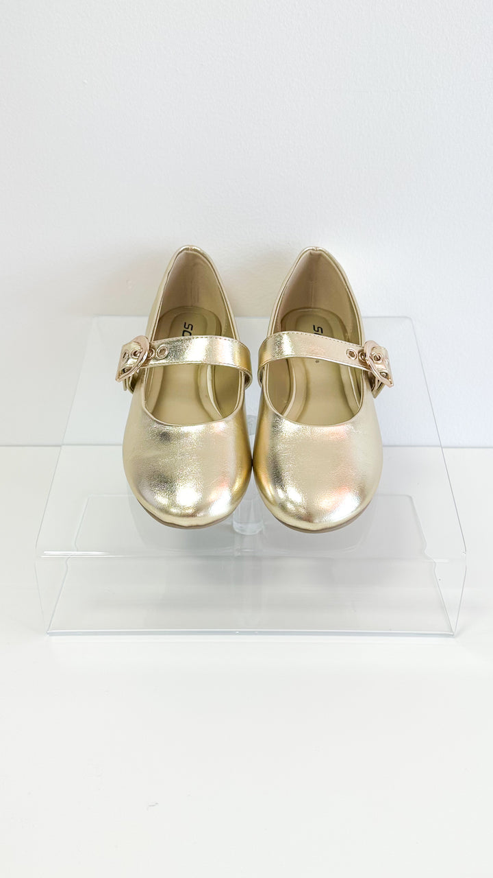 Seesaw Ankle Strap Flats-Gold