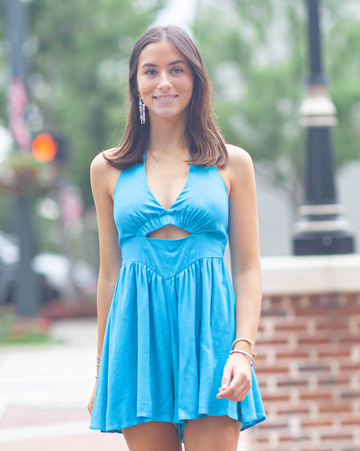 Aegean Halter Romper-Sky