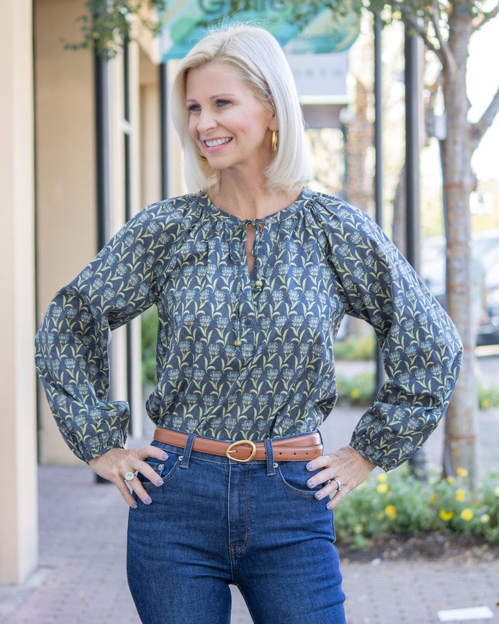 Twilight Bloom Blouse-Blue