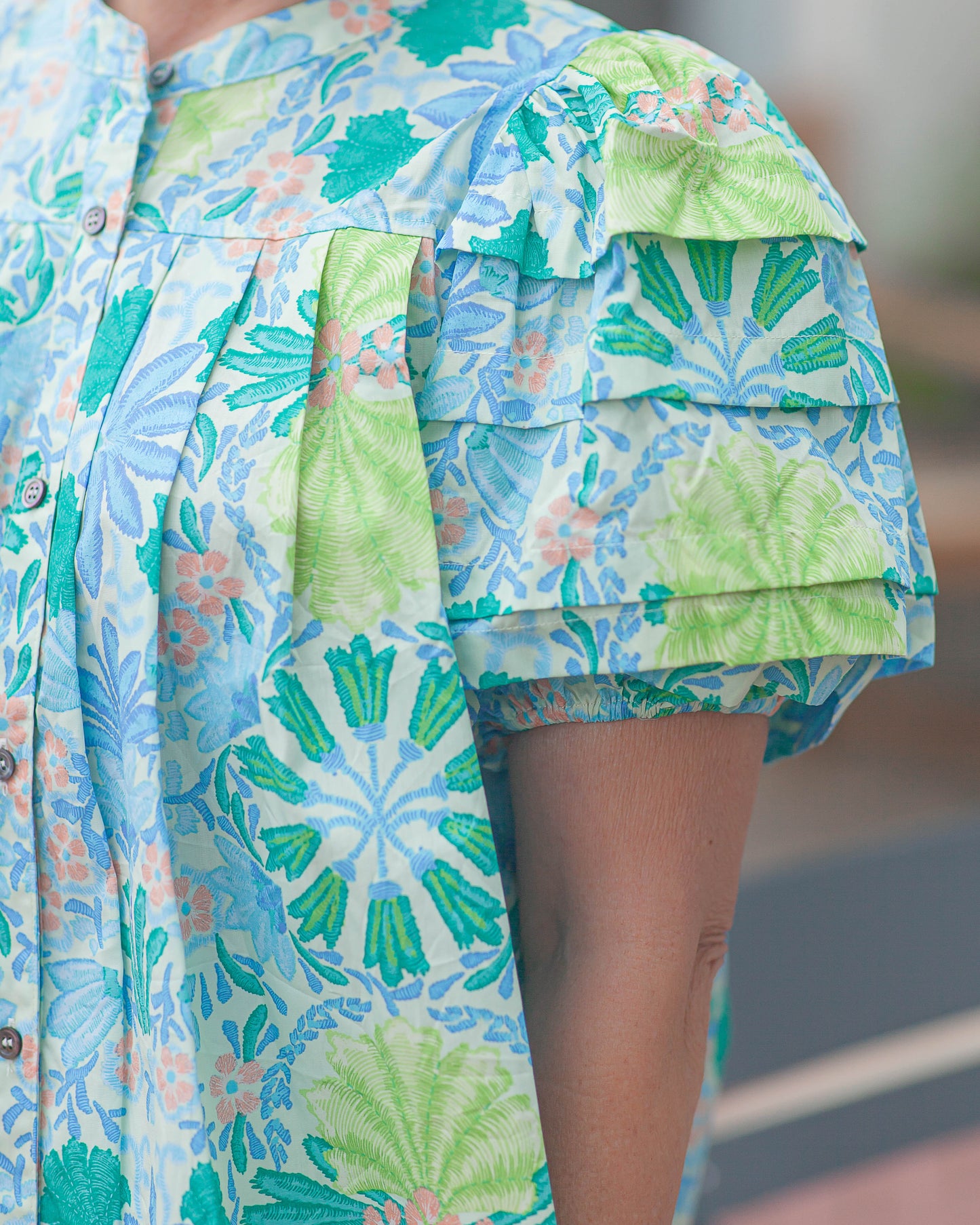 June Bubble Sleeve Top-Lime