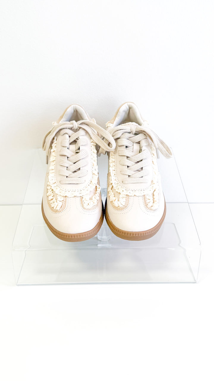 April Lace Trim Sneaker-Cream