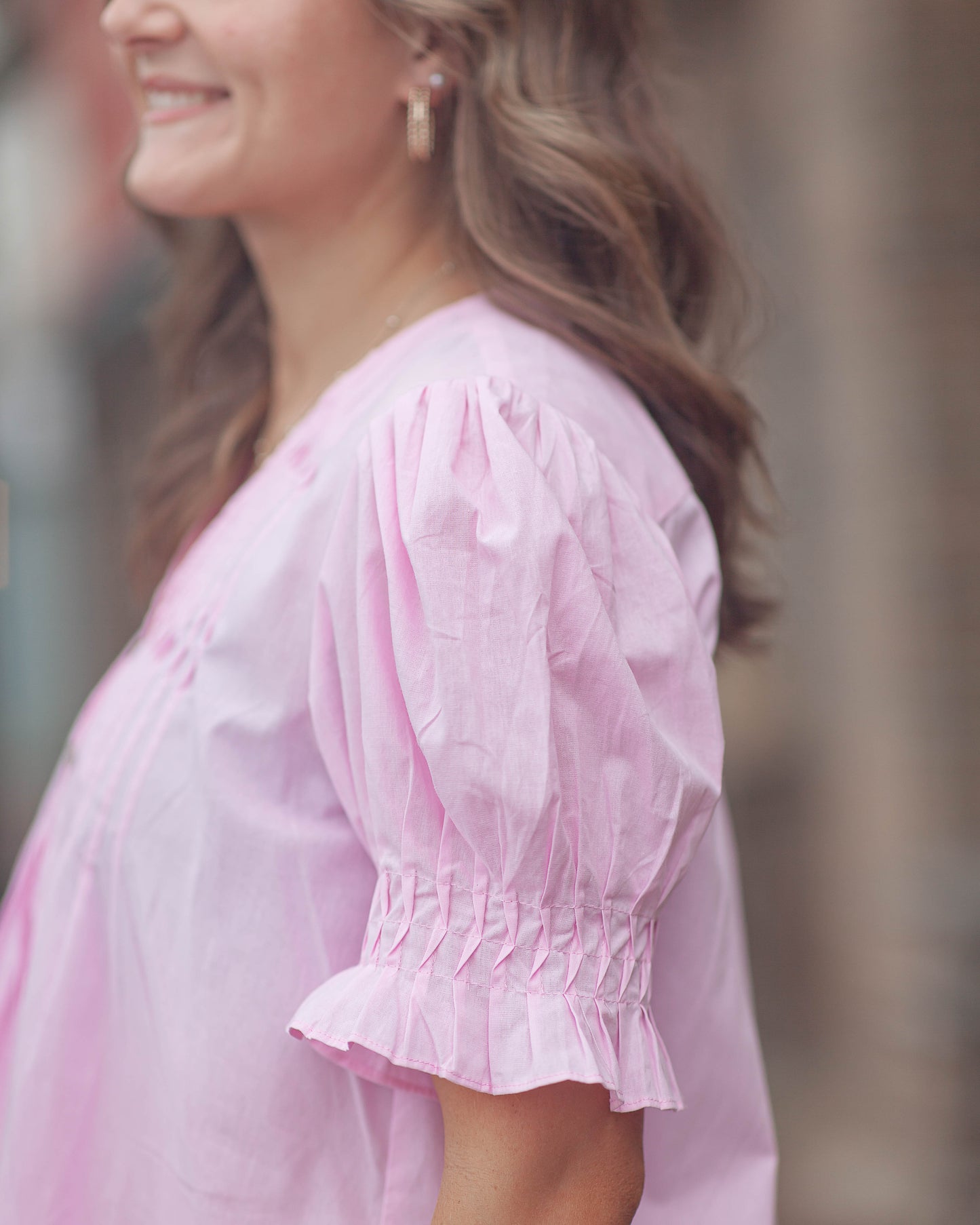 Linden Button Down Blouse-Pink