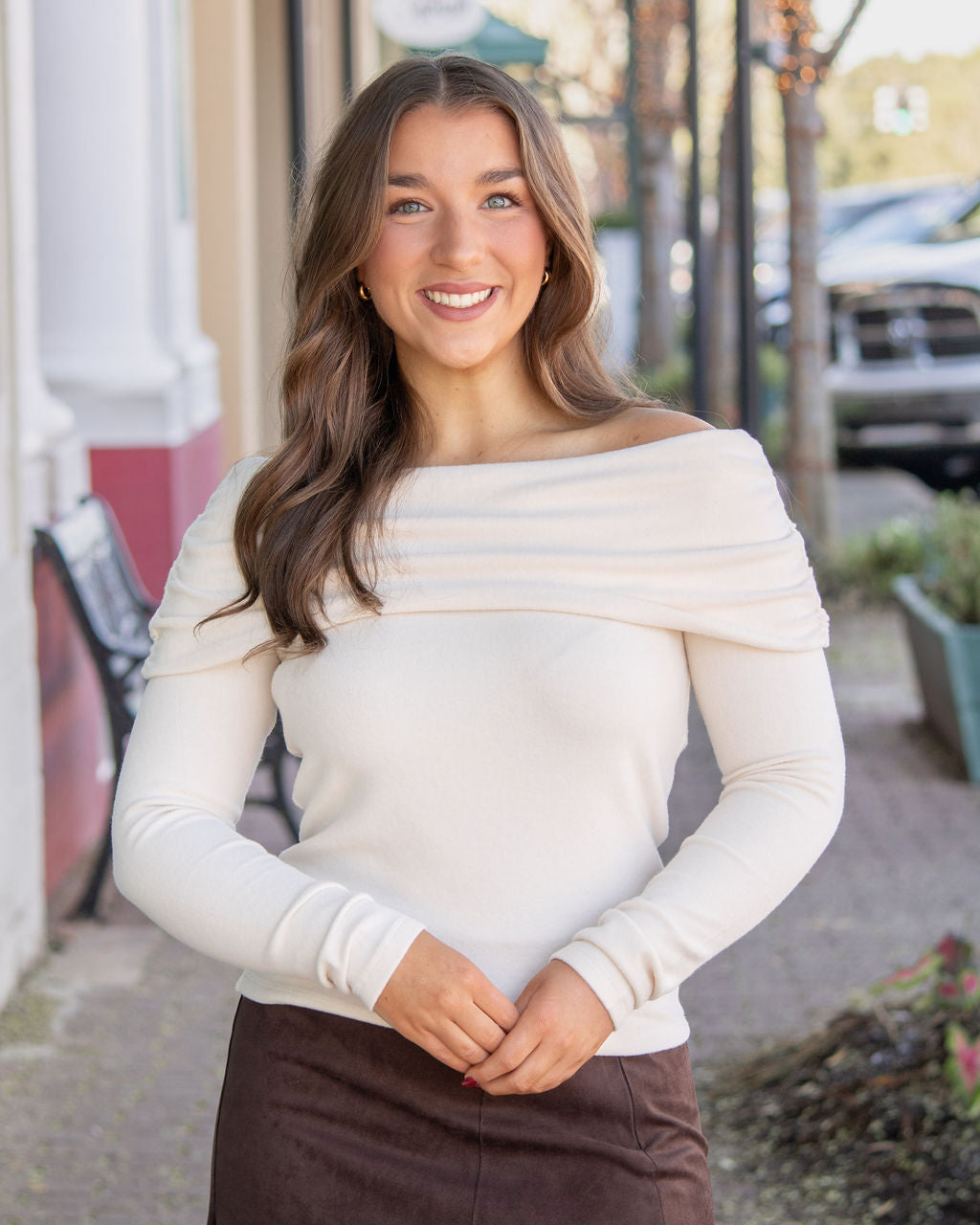 Studio City Off Shoulder Top-Cream