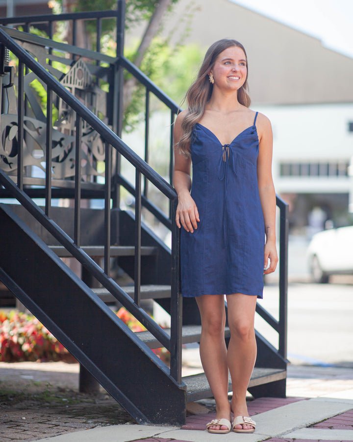 Anais Mini Dress-Navy