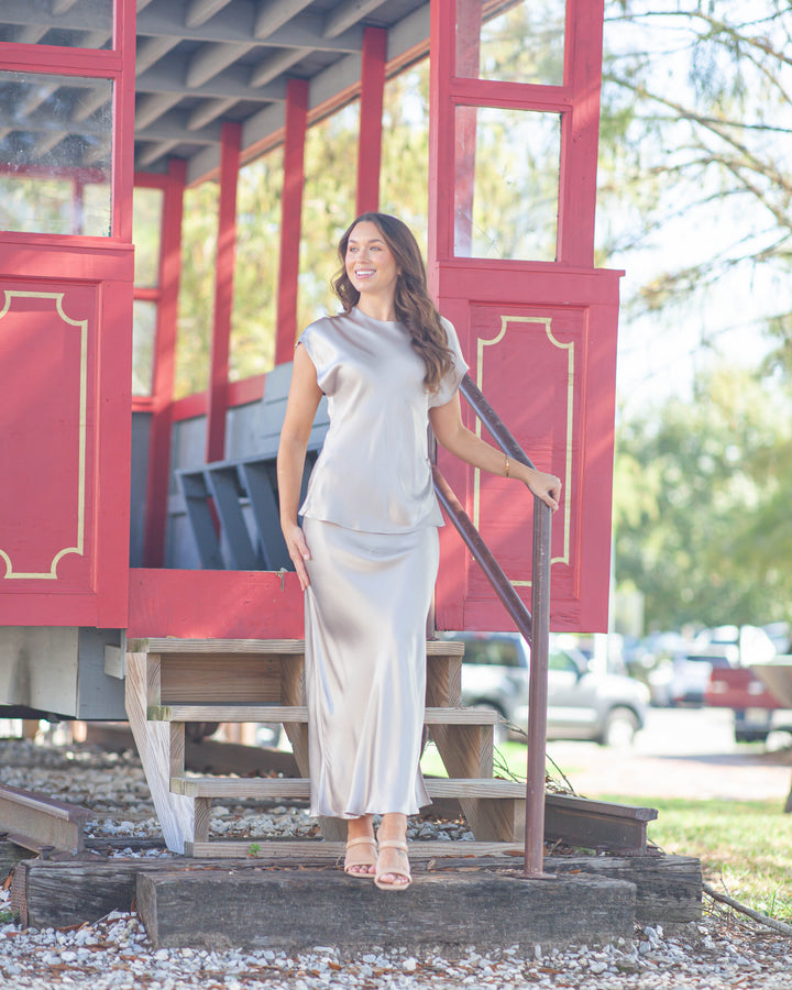 Luna Maxi Slip Skirt-Sesame