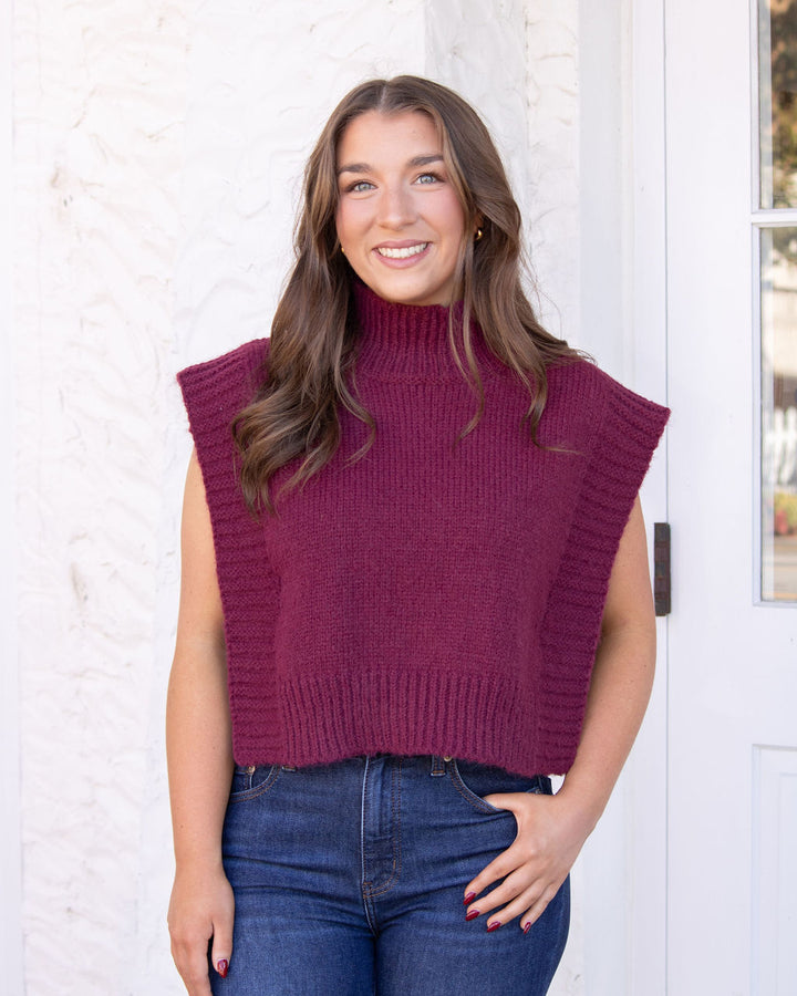 Rooney Open Side Sweater Vest-Merlot
