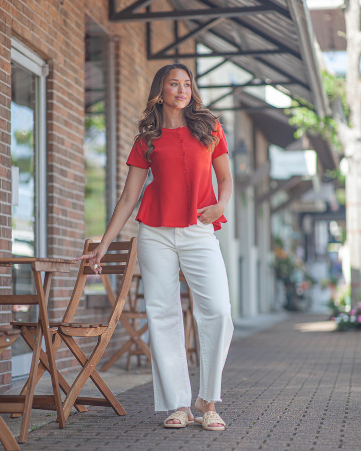 Nellie Fit and Flare Cardigan-Red