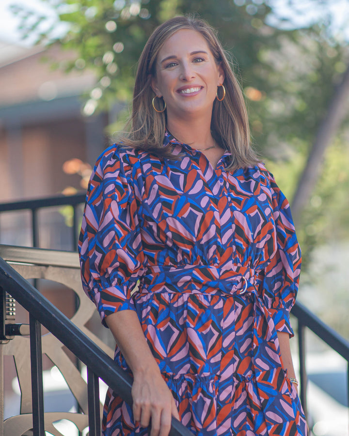 Yara Mini Dress-Abstract Tile