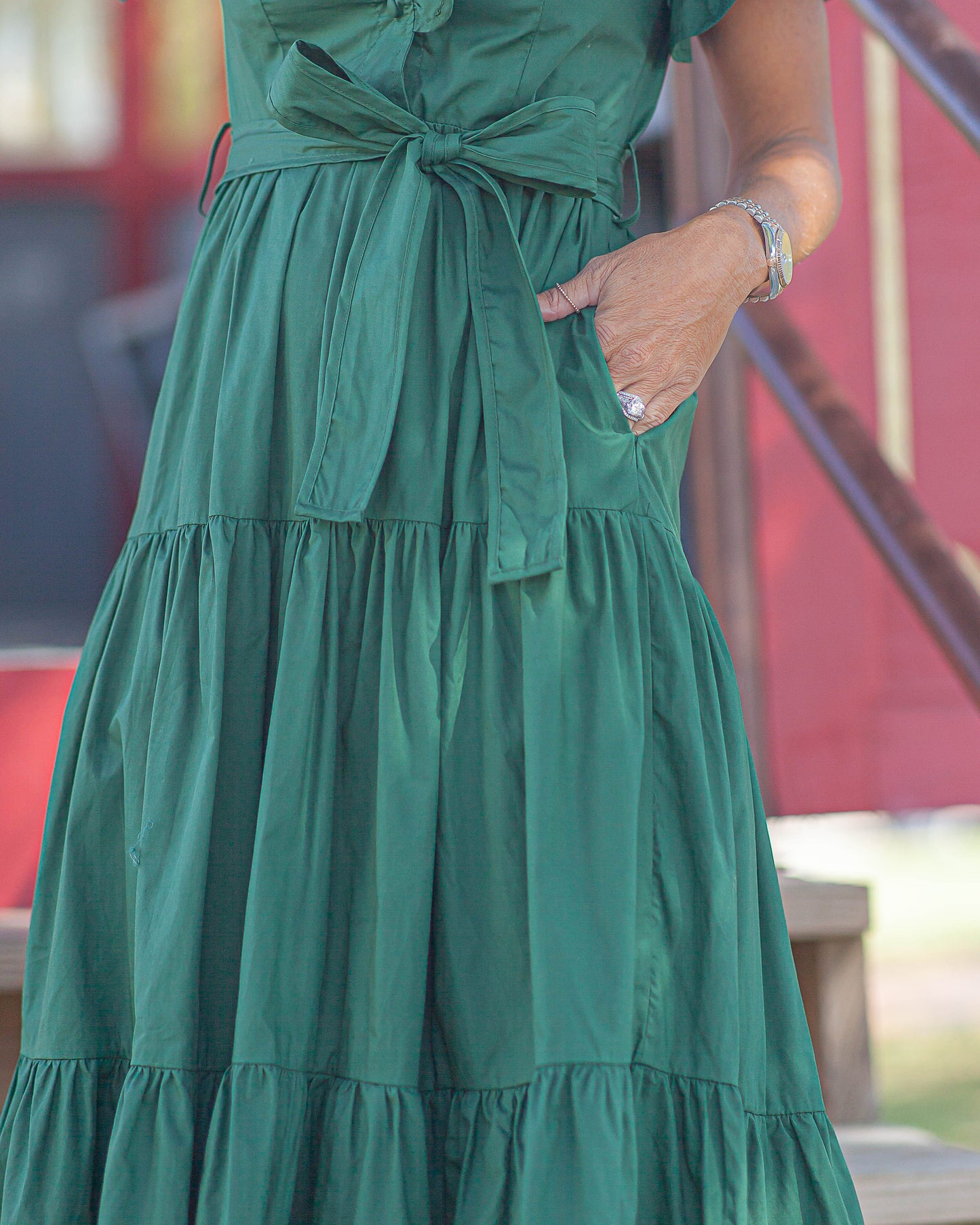 Lena Midi Dress-Holiday Green