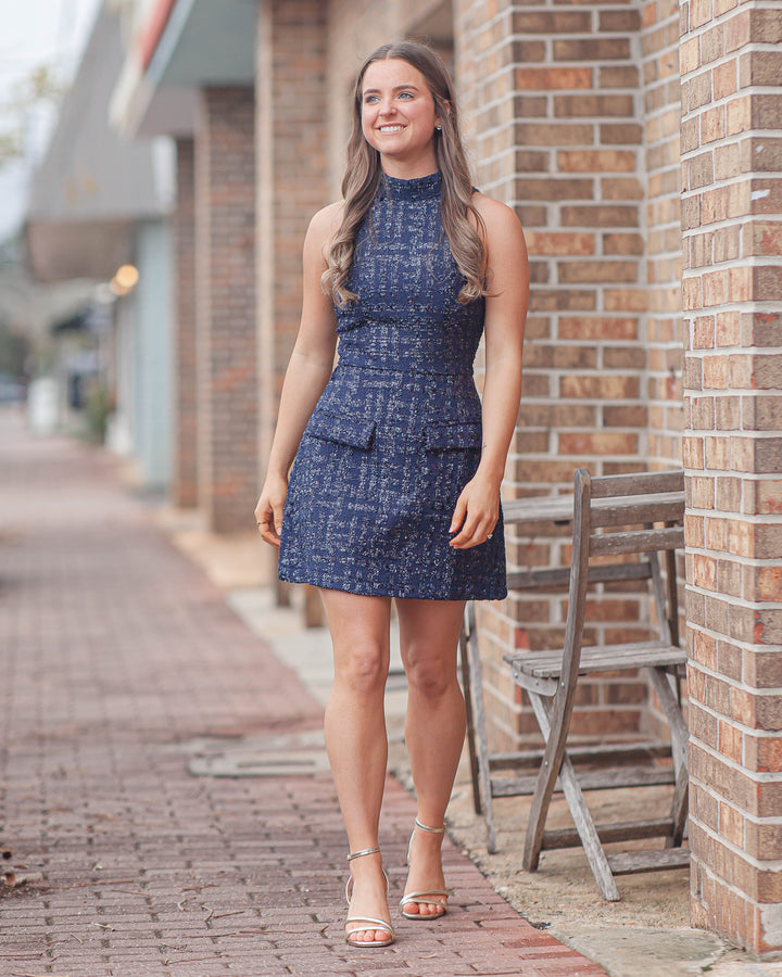 Darcy Tweed Dress-Navy