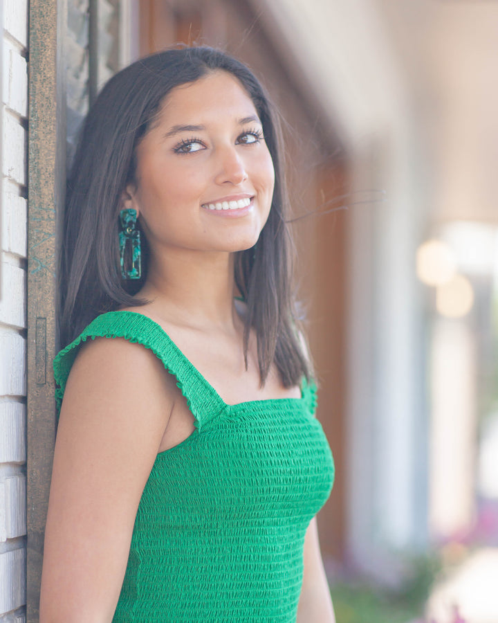 Socialize Smocked Tank-Green