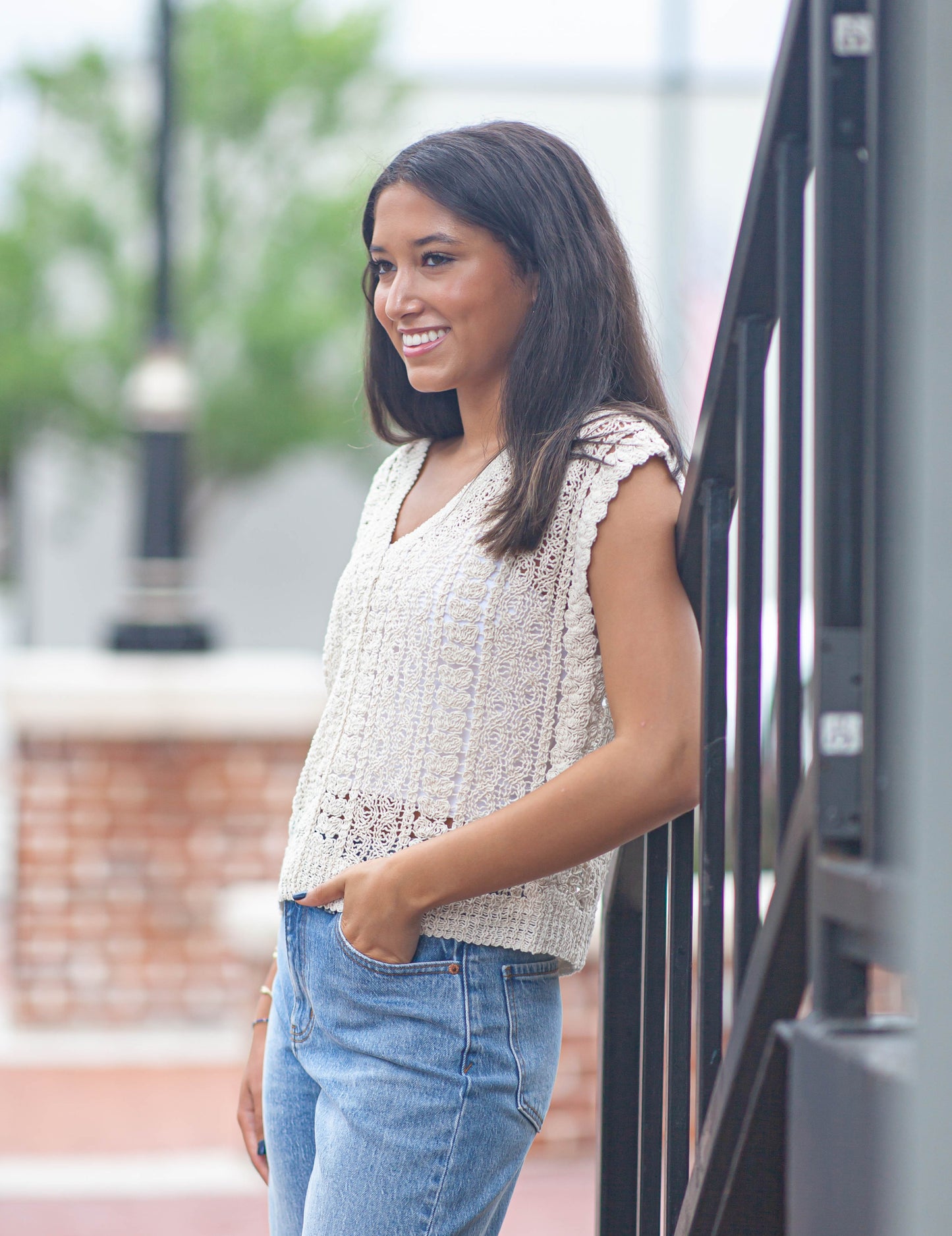 Mimi Crochet Tank-Cream
