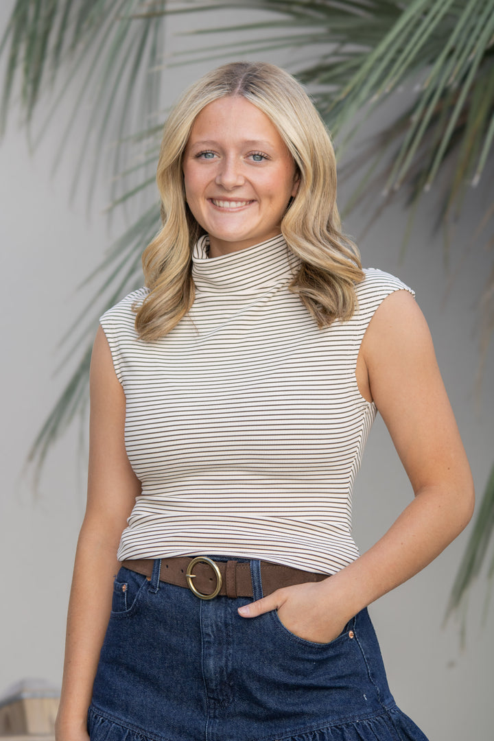 Taxi Lights Turtleneck Top-Ivory