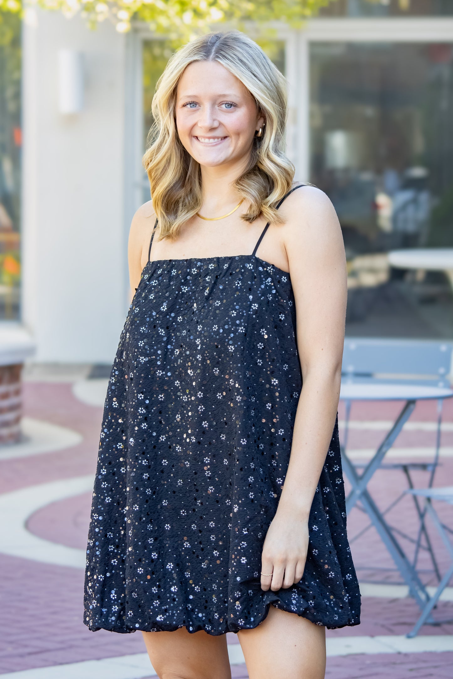 Fifth Avenue Bubble Mini Dress-Black